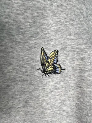 Sunday Best‎ Aritzia Ellie Cropped Embroidered Butterfly Fleece Sweater thumbnail 5