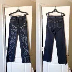 I.AM.GIA Pant Lunar Sun Moon Rose Thorn‎ Snake Denim Mid-Rise Black XS EUC thumbnail 2
