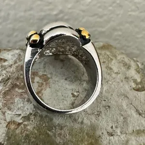 Bold Dome Ring – Silver & Gold Mixed Metal Statement thumbnail 3