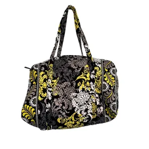 Vera Bradley‎ Floral Grand Traveler Bag Yellow Gray Black Quilted Duffle thumbnail 11