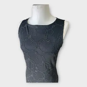 Vintage 90s City Triangles Sleeveless Beaded Maxi Dress Goth Punk Witchy Medium thumbnail 3