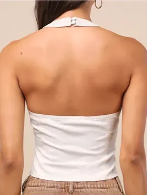 LULUS ‘Astraia’ Light Heather Beige Hook-and-Eye Halter Top thumbnail 2