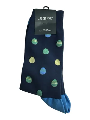 J. Crew Navy Dress Socks with Multicolor Polka Egg Dots Graphic Socks thumbnail 2