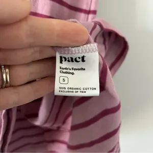 Pact Organic Cotton Soft Spun Pink Stripe A Line Sleeveless Mini Shirt Dress S thumbnail 6