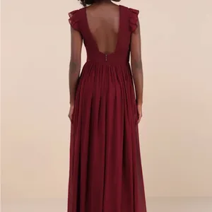 Lulu's Red V-Neck Flutter Sleeve Maxi Dress thumbnail 3