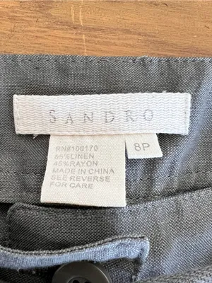 Sandro Gray Linen Blend Straight Leg Trousers Women's Size 8P Petite Lightweight thumbnail 6