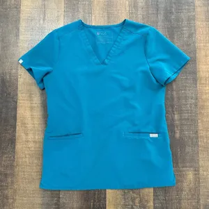 Figs Pacific Blue Casma Three-Pocket Scrub Top Size Small thumbnail 1