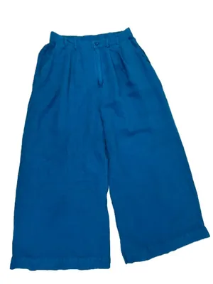 Young Fabulous and Broke Wide Leg Linen Blend Pants in Teal Blue thumbnail 1