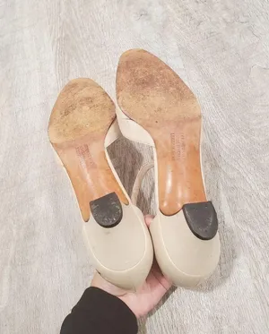 Salvatore Ferragamo Beige Leather Heels Made in Italy thumbnail 7