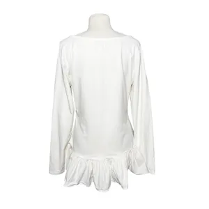 ANTHROPOLOGIE MAEVE Women’s White Long Sleeve Ruffle Hem Knit Top thumbnail 6
