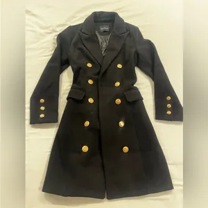 & Other Stories Black Double-Breasted Coat with Gold Buttons thumbnail 3