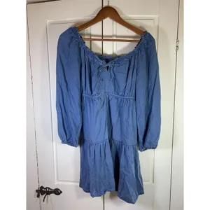 Old‎ Navy Smocked Peasant Dress Small Blue Tiered Swing Western Cottage Boho thumbnail 3