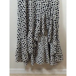 Giffniseti Maxi Dress Sz‎ 1XL Dalmatian Print High-Low Cutout Ruffle Boho thumbnail 5