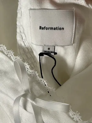 Reformation Malvina Linen Dress in White 8 thumbnail 8