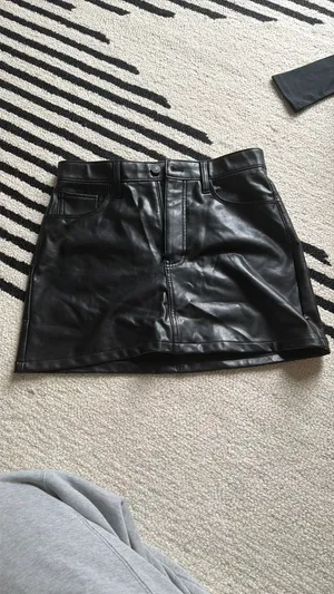 Abercrombie & Fitch Black Faux Leather Mini Skirt thumbnail 4