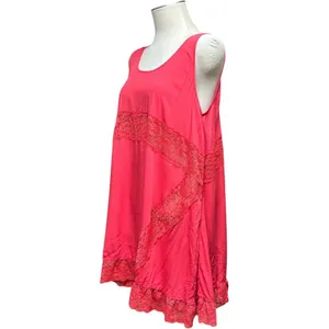 Easel Flowy Lace Sleeveless Top Red Large thumbnail 2