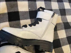 Sam & Libby White Combat Boots with Black Laces and Buckle thumbnail 6