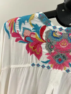 NWOT Johnny Was Floral Embroidered Long Sleeves Blouse Boho Chic Size L thumbnail 6