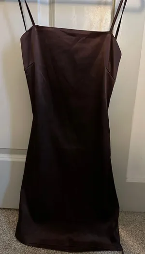 Windsor Brown Satin Mini Dress thumbnail 1