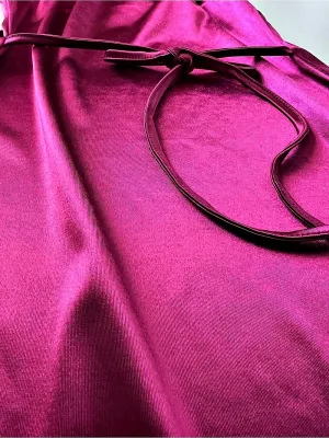 NWT ZAFUL Fuchsia Satin Cowl Neck Mini Dress Tie Waist Size 2 thumbnail 6