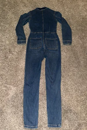 Free People Denim Jumpsuit Size XS Blue Zip Front Long Sleeve thumbnail 6