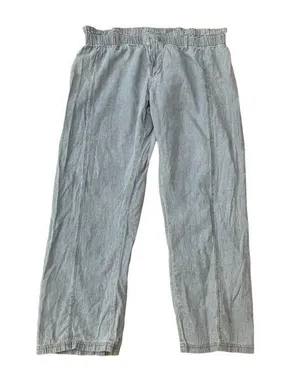 Disney X Junk Food Mickey Chambray Pants Size Large Womens Elastic Waist Cropped thumbnail 1