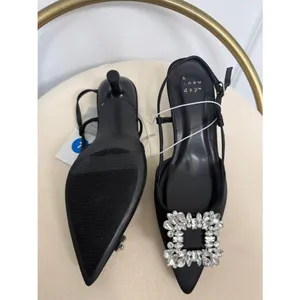 NWT A New Day Black Rhinestone Slingback Heels 7 thumbnail 3