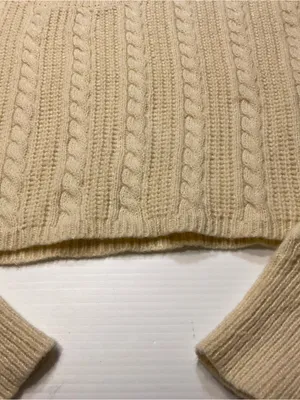 Bailey Rose Sweater Women Sz S Ivory Cable Knit Cropped Chunky Apres Ski thumbnail 3