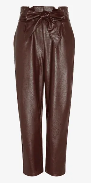 NWOT Commando Faux Leather Paperbag Waist Pants in Oxblood Belt size small thumbnail 1