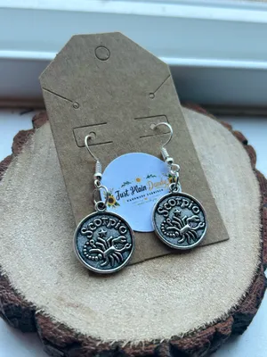 Silver Tone Scorpio Zodiac Charm Dangle Earrings Astrology Horoscope Jewelry NWT thumbnail 2