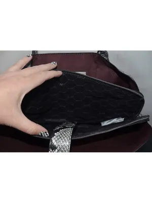 ALDO Black White Snakeskin Print Tote Bag Black Lining thumbnail 8