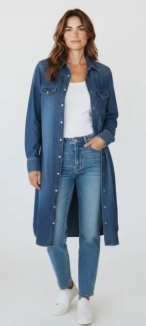Old Navy Denim Blue Long Sleeve Dress and/or Duster thumbnail 1