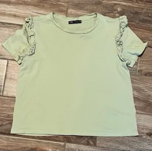 Zara Green Ruffle Top thumbnail 1