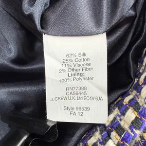 J.Crew Navy White Metallic Tweed Silk Blend Blazer Jacket Size 12 Preppy Twee thumbnail 7