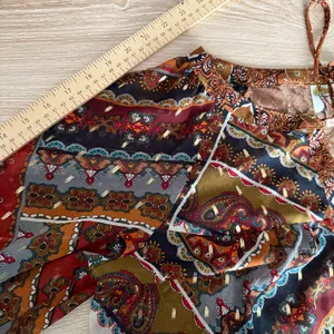 Fig & Flower 2X Tie Front Blouse Paisley Peasant Gypsy Boho Puff Sleeve Relaxed thumbnail 7