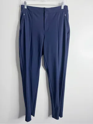 NEW T By Talbots Luxe Comfort Straight Leg Travel Pants Ankle Zipper Navy Medium thumbnail 2