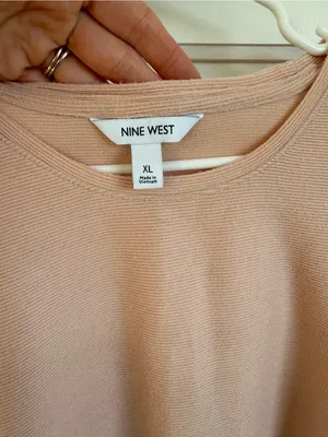 Nine‎ West XL Blush Pink Ribbed Puff Sleeve Sweater Knit Top thumbnail 2