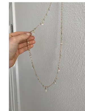 Loft rose gold long chain with small tassels and beads thumbnail 1