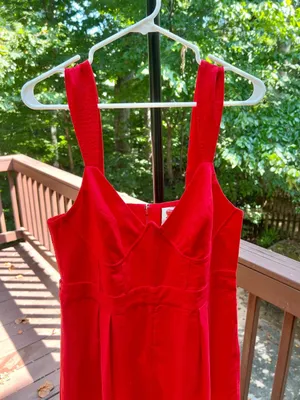 NWOT Farm Rio Red Linen Blend Wide-Leg Jumpsuit Size S thumbnail 4