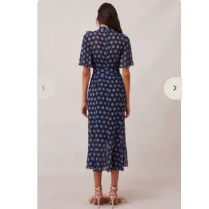KEEPSAKE THE LABEL |‎ Navy Polka Dot Ruffle Pleated Passion Midi Dress, Size 4 thumbnail 2