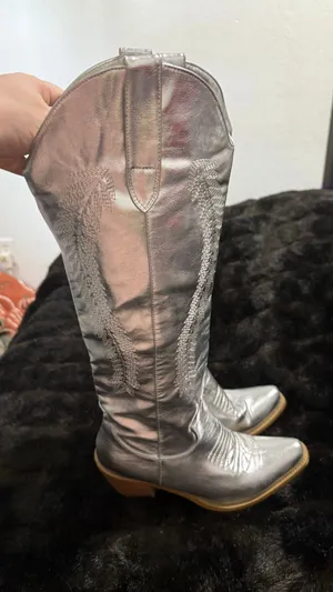 Women Fashion Knee High Western Boots Low Block Heels Cowboy Boots Shoes 8 thumbnail 1