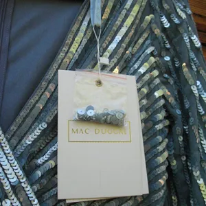 Mac Duggal Size 4 Blue Sequin Wrap Over 3/4 Sleeve Maxi Dress Gown thumbnail 12
