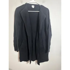 J.Crew Juliette Collarless Blazer Sweater Cardigan Black 100% Cotton Small J6339 thumbnail 2