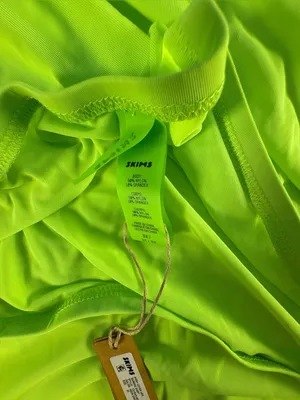 SKIMS Swim Sarong Skirt 3X Neon Green Mesh Ring Maxi Cover Up NWT Festival thumbnail 10