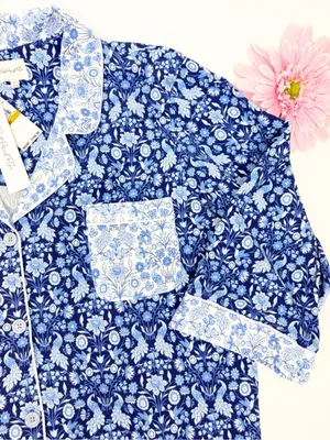 BedHead 3/4 Sleeve Classic PJ Set Bloomscape Blue Bird Floral Cropped Pajama Set thumbnail 7
