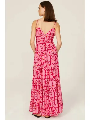 Hutch Swing Maxi Dress in Pink Red Medium Womens Long floral gown thumbnail 2