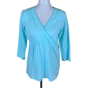 Heroes For The Earth Organic Cotton Surplice Boho Long Sleeve Top Medium thumbnail 2