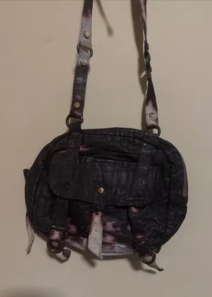 Free People Purple Tie Dye Goat Leather Crossbody Bag Buckle Indie Grunge Boho thumbnail 1