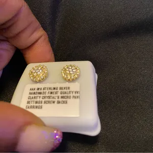 925 Sterling silver CZ earrings Screw backs thumbnail 4