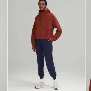 Lululemon Women’s M/L Scuba Oversized Half Zip Hoodie Date Brown Comfy‎ Cozy New thumbnail 5